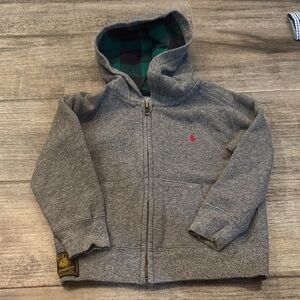Polo by Ralph Lauren Gray Hoodie with Green Plaid Lining